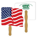 Digital Flag Fast Fan w/ Wooden Handle & 2 Sides Imprint (1 Day)